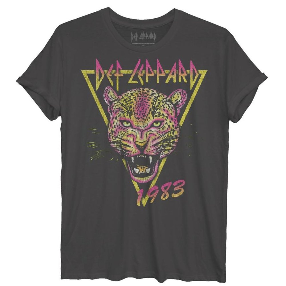 DEF LEPPARD 1983 NEON CAT BOYFRIEND T-SHIRT NEW